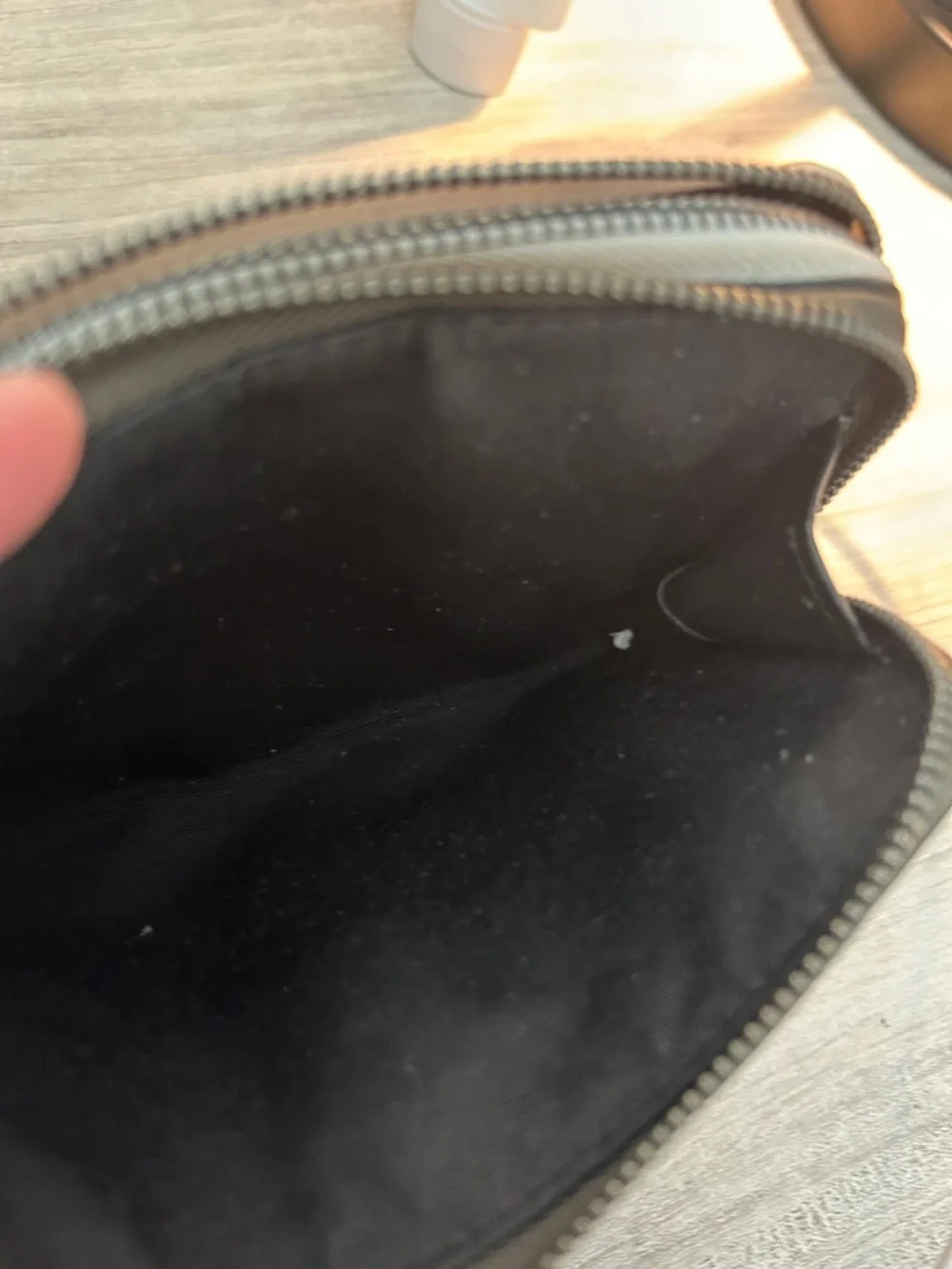 Coach Olive Green and Cream Pebbled Leather Double Zip Wristlet - Picture 8 of 10